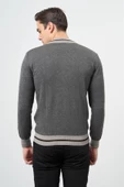 Gri Uzun Kol Düz Örme Dik Yaka Classic Slim Fit Triko 1012245203 - 3