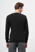 Siyah Uzun Kol Düz Örme Bisiklet Yaka Classic Slim Fit Triko 1012245108 - 4