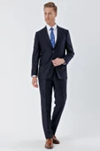 Lacivert Gabardin Mono Yaka 6 Drop Comfort Fit Rahat Kesim Basic Takım Elbise 1001245010 - 3