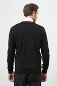 Siyah Uzun Kol Düz Örme V Yaka Classic Comfort Fit Triko 1012245016 thumbnail 4