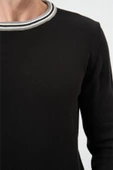 Siyah Uzun Kol Düz Örme Bisiklet Yaka Classic Slim Fit Triko 1012245108 - 3