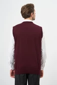 Bordo Düz Örme V Yaka Classic Comfort Fit Triko 1012245003 - 2