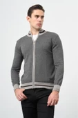 Gri Uzun Kol Düz Örme Dik Yaka Classic Slim Fit Triko 1012245203 - 6