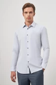 Gri Uzun Kol Kendinden Desenli Armürlü 041 Sert Yaka Classic Comfort Fit Gömlek 1004245154 thumbnail 5