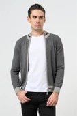 Gri Uzun Kol Düz Örme Dik Yaka Classic Slim Fit Triko 1012245203 - 1