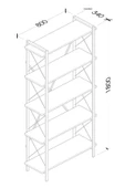 AYMOBSAN   Logan 5 Raflı Metal Kitaplık Atlantik Çam 90cm - 3