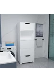 AYMOBSAN   Byg Banyo Kirli Çamaşır Dolabı , Kirli Çamaşır Sepeti ,  Çok Amaçlı Kapaklı Banyo Dolabı Beyaz - 3