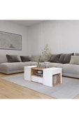 AYMOBSAN Lila Orta Sehpa 3'lü Takım Zigonlu Modern, 100 cm, Atlantik Çam - Beyaz - 1