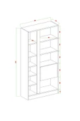 Lotus Kitaplık Kapaklı 160 cm Atlantik Çam - Beyaz - 4