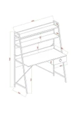 AYMOBSAN   Flora Çalışma Masası , Metal Ayaklı Çalışma Masası, Raflı Çalışma Masası, Atlantik Çam-siyah - 4