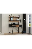 AYMOBSAN Flora Çalışma Masası , Metal Ayaklı Çalışma Masası, Raflı Çalışma Masası, Atlantik Çam-siyah - 1
