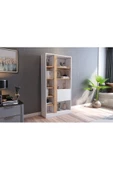 Lotus Kitaplık Kapaklı 160 cm Atlantik Çam - Beyaz - 2