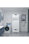 AYMOBSAN   Byg Banyo Kirli Çamaşır Dolabı , Kirli Çamaşır Sepeti ,  Çok Amaçlı Kapaklı Banyo Dolabı Beyaz - 1