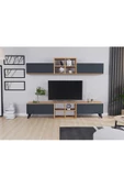 AYMOBSAN   Eyfel 4 Kapaklı  Tv Ünitesi, Tv Sehpası  Atlantik Çam - Antrasit - 2