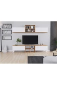 AYMOBSAN   Eyfel 4 Kapaklı  Tv Ünitesi, Tv Sehpası  Atlantik Çam - Beyaz - 2