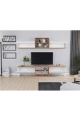AYMOBSAN   Eyfel 4 Kapaklı  Tv Ünitesi, Tv Sehpası  Atlantik Çam - Beyaz - 3
