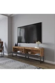 AYMOBSAN   Perla Tv Ünitesi , Tv Sehpası , Düşer Kapak Tv Ünitesi , Metal Ayaklı Tv Ünitesi Atlantik Çam - Antrasit - 2