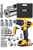 Mager Alman Darbeli Metal Şanzıman 12 Volt Li-ıon Bataryalı Çift Akülü Şarjlı Matkap - 1