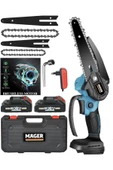 Mager Çift Akülü Kömürsüz Motor Extra Konfor 88watt.10 Ah Zincirli Çift Pala Dal Budama Makinası - 1