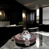 LÜKS KEDİ VE KÖPEK YATAĞI KUYRUKLU SU YEŞİLİ GÜLKURUSU - 1