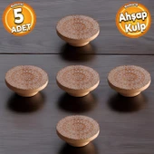 Ahşap Kulp Düğme Çiçek Desenli Çocuk Odası Çekmece Mutfak Mobilya Dolap Kulpu Kulbu Kulpları 5 ADET - 1