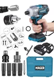 Mager 88 Wat 10 Ah Somun Sökme Makinası Çift Akülü Ful Set Çantalı Gator Grip Soket Şarjlı Vidalama - 1