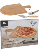 Pizza Kesim Seti Tahtası Spatula ve Rulosu - 1