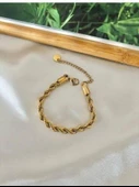 Çelik Gold Kalın Burgu Bileklik - 1