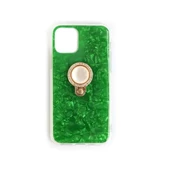 İphone 11 Pro Max Kılıf Yüzüklü Taşlı İnci Yeşil thumbnail 1