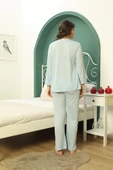 Saray Incisi Göğüs Dantel Detaylı Kadın Hamile Pijama Takımı 1032 - 6