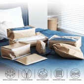 Premium 7'li Karamel Valiz Düzenleyici Bavul içi Organizer Set Seyahat Hurcu thumbnail 6