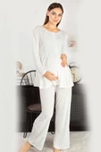 Saray Incisi Göğüs Dantel Detaylı Kadın Hamile Pijama Takımı 1032 - 11