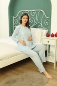 Göğüs Ve Omuz Dantel Detaylı Kadın Hamile Pijama Takımı 1030 - 1