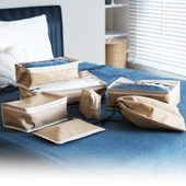 Premium 7'li Karamel Valiz Düzenleyici Bavul içi Organizer Set Seyahat Hurcu thumbnail 1