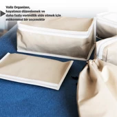 Premium 7'li Karamel Valiz Düzenleyici Bavul içi Organizer Set Seyahat Hurcu thumbnail 5