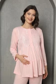 Saray Incisi Göğüs Dantel Detaylı Kadın Hamile Pijama Takımı 1032 - 7