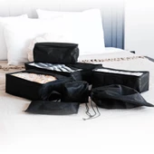 Premium 7'li Siyah Lamineli Su Geçirmez Valiz Düzenleyici Bavul içi Organizer Set Seyahat Hurcu thumbnail 1