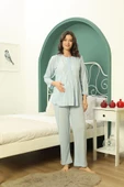 Saray Incisi Göğüs Dantel Detaylı Kadın Hamile Pijama Takımı 1032 - 2
