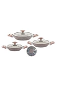 Oms 3004 6 Parça Bio Granit Sahan Seti 18-20-22 cm Kahverengi - 2