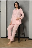 Göğüs Ve Omuz Dantel Detaylı Kadın Hamile Pijama Takımı 1030 - 5