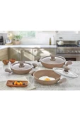 Oms 3004 6 Parça Bio Granit Sahan Seti 18-20-22 cm Kahverengi - 1