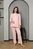 Saray Incisi Göğüs Dantel Detaylı Kadın Hamile Pijama Takımı 1032 - 9
