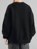 Erkek Believe Baskılı Oversize Bisiklet Yaka Sweatshirt - 6