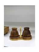 Mien Bambu Akasya Standlı Tuzluk Biberlik Seti MİEN-7B08A - 1