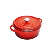 Sürel Degrade Kırmızı 28cm Yuvarlak Derin Demir Döküm Tencere - 1