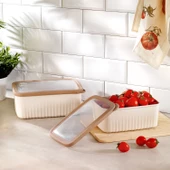 Schafer Ashley 2 li Dikdörtgen Derin Saklama Kabı-Krem - 1