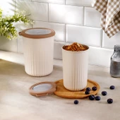 Schafer Ashley 2 li Silindir Saklama Kabı-Krem - 1