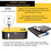 UpWay A2000 Hoparlörlü 1000 Lümen Mini Multimedya Ev Sineması 80 inç  Projeksiyon Cihazı - 6