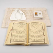 Takke + Esans + Tesbih + Seccade + Kuran Hediye Seti (Hafız Boy, Beyaz) thumbnail 4