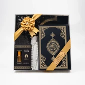 Takke + Esans + Tesbih + Seccade + Kuran Hediye Seti (Hafız Boy, Siyah) thumbnail 2